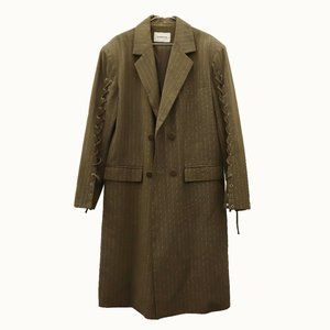 R: shemiste Brown Pinstripe Single-Breasted Coat